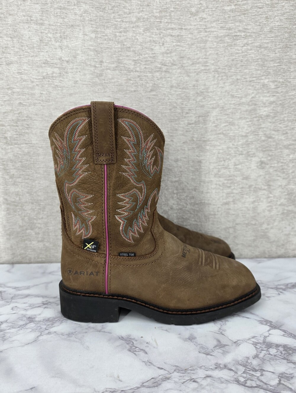 Ariat Women's Krista Met Guard Western Work Boots Steel Toe Leather Cowgirl